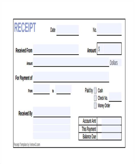 printable receipt forms   ms word excel