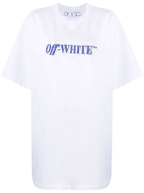 off white logo print t shirt dress farfetch