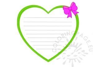 heart writing paper  lines printable coloring page