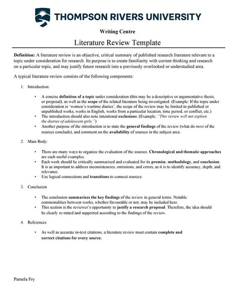 writing templates literature review outline writing center