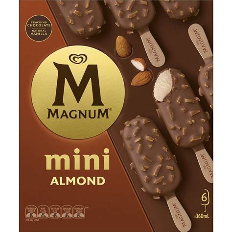 magnum mini almond frozen dessert sticks  pack woolworths