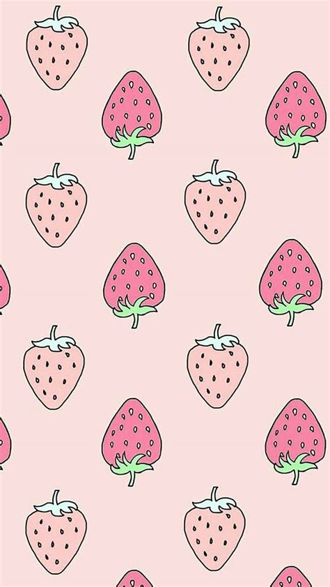 cute  pink strawberries artwork wallpaper wallpaperscom