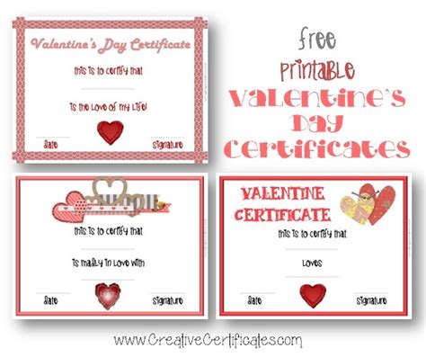 printable valentine certificates instant