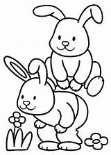 Rabbits Two Coloring Kids Pages Animals Color Print sketch template