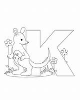 Coloring Letter Pages Alphabet Printable Kangaroo Kindergarten Animal Printables Worksheet Template Choose Board sketch template