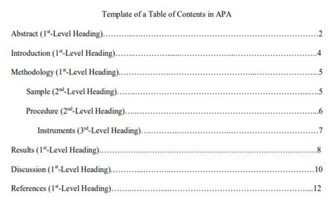case study table  contents format
