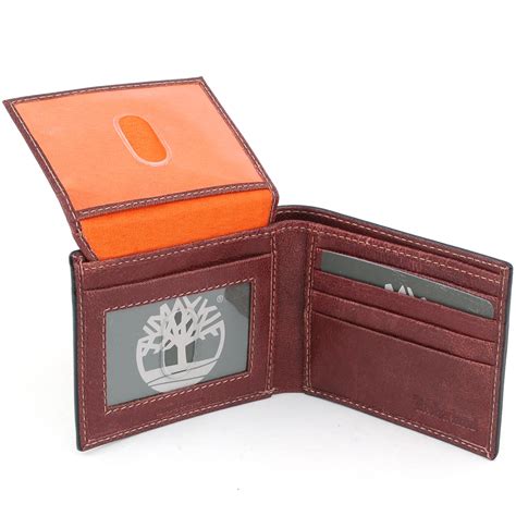 timberland mens wallet bifold passcase genuine leather  id windows