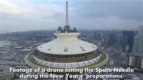 video drone crashes  space needle