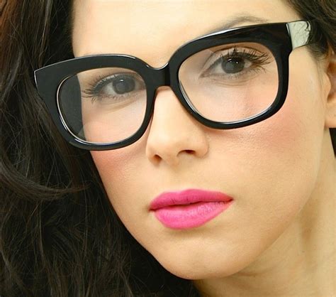vintage clear lenses cat eye women eyeglasses large black matte frame