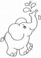 Coloring Pages Water Elephant Kids Playing sketch template