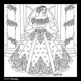 Coloring Pages Dress Wedding Fashion Dresses Colouring Adults Printable Adult Print Bride Color Uploaded User Princess Sheets Simple Beach Bridal sketch template