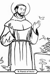Coloring Assisi Francis Catholic Saint sketch template