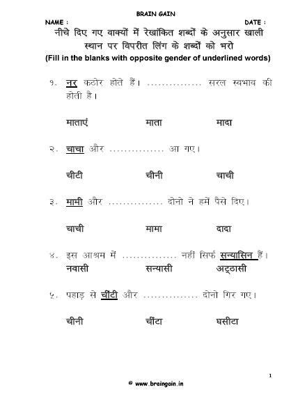 hindi grammar worksheet  class   worksheet solving
