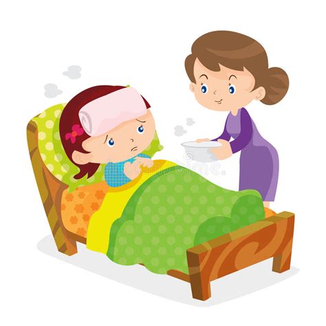 cute girls take care of sick mother stock vector image 65586439