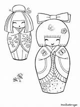 Kokeshi Coloring Pages Dolls Coloriage Japanese Doll Japonaise Printable Poupée Embroidery Icolor Imprimer Cool Matryoshka Getcolorings Adult Patterns Maternelle Books sketch template