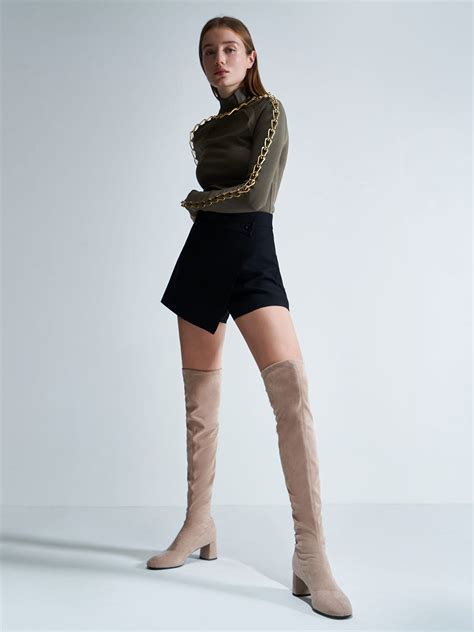 nude textured thigh high boots charles and keith za