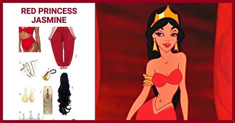 Dress Like Princess Jasmine In Red Costume Halloween And