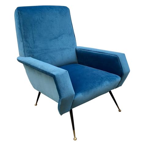 two italian blue stripes velvet armchair at 1stdibs