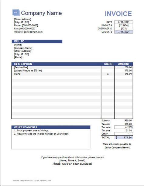 invoice template editable fillable  template excel etsy vrogue