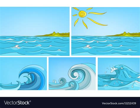 cartoon set  sea backgrounds royalty  vector image