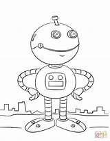 Robot Coloring Cartoon Cute Pages Drawing Simple Printable Easy Puzzle sketch template