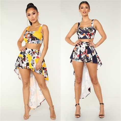 matching sets sexy two piece set top and skirt summer beach printing 2
