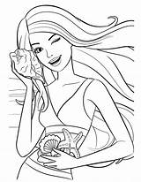 Barbie Coloring Pages Princess Girls Beach Vacation Friends Fantasy Color sketch template