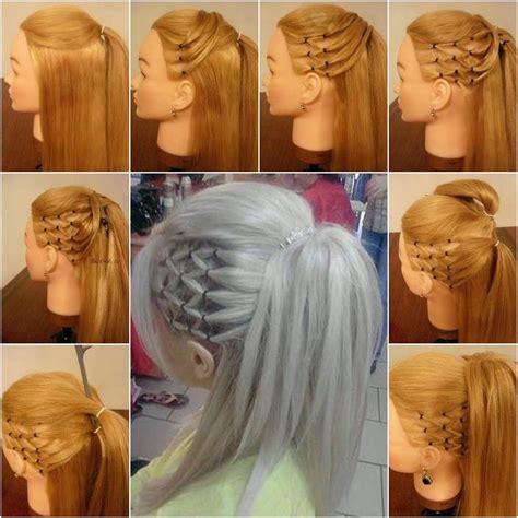 diy high ponytail  side mesh hairstyle