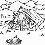 Camping Coloring Pages Tent Printable Family Print Kids Color Sheet Tourist Campfire Clip Easy Templates Template Getdrawings Getcolorings Colorings sketch template