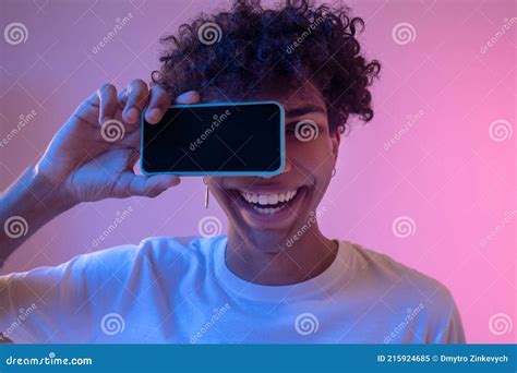 Dark Skinned Guy Making Pictures On A Smartphone Stock Image Image Of