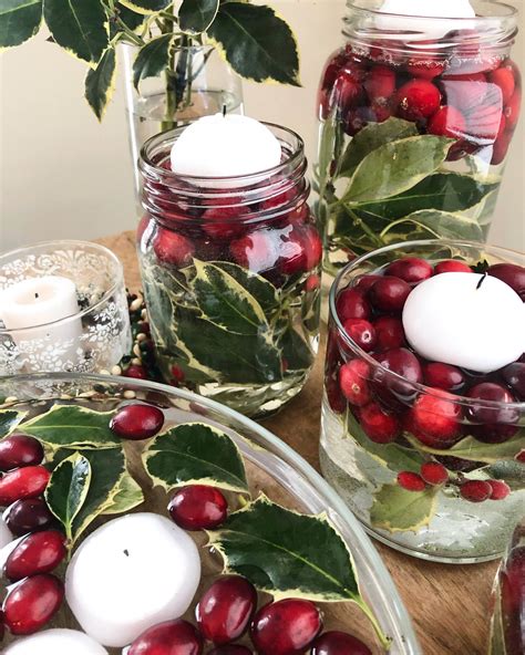 holly and cranberry centerpiece with candles for your