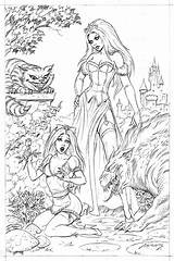 Coloring Grimm Fairy Tales Pages Wonderland Deviantart Adult Book Drawings Adults Books Grayscale sketch template