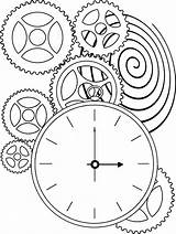Coloring Pages Clock Steampunk Gears Clocks Gear Colouring Sundial Printable Color Kids Template Adult Sheets Books Bing Drawings Patterns Time sketch template