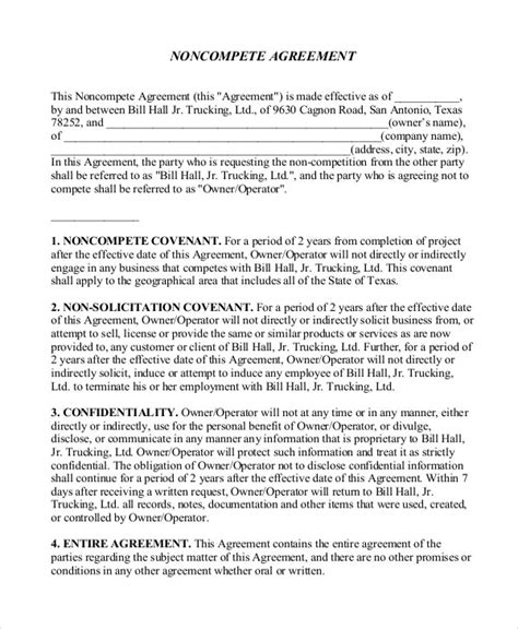 employee  compete agreement template