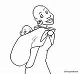 African Woman Baby Coloring Sling Coloringcrew Africa sketch template