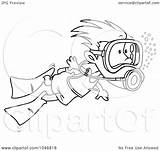 Scuba Outline Cartoon Diving Boy Clip Toonaday Royalty Illustration Rf Clipart Line sketch template