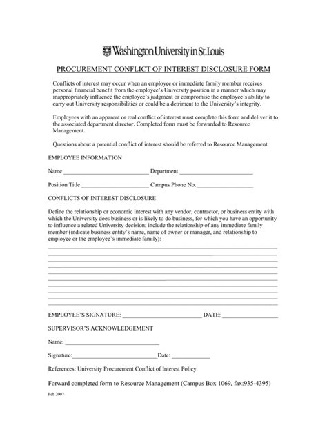 employee conflict  interest disclosure form template