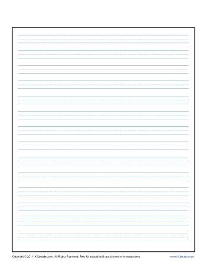 lined writing paper  kids printable template