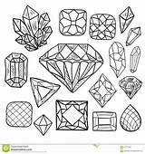 Crystal Hand Jewelry Coloring Pages Drawn Doodle Vector Diamond Gem Stones Gems Crystals Different Precious Shape Gemstone Drawing Set Shapes sketch template