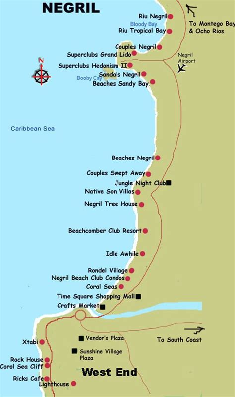 Map Of Hotels On 7 Mile Beach Negril Jamaica The Best