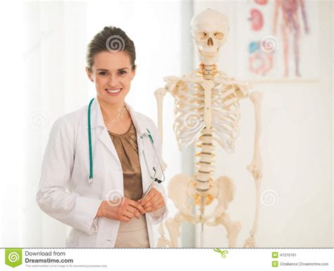portrait of happy medical doctor woman teaching stock