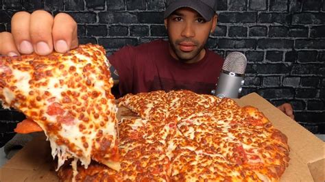 asmr dominos pizza mukbang triple cheese youtube