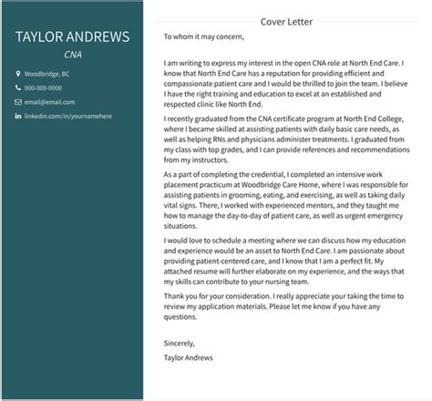 cna  experience cover letter examples visualcv