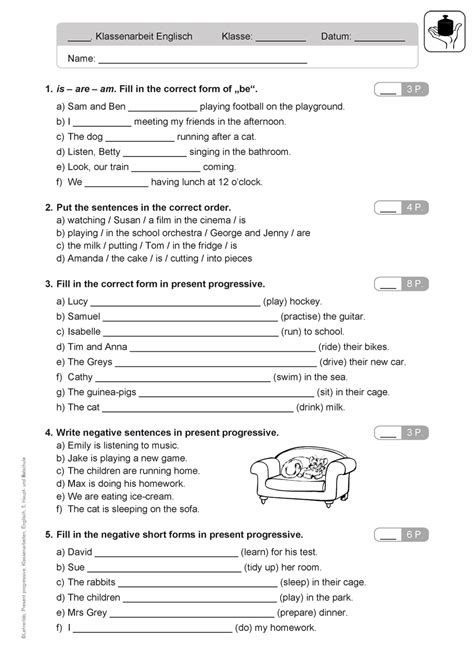 arbeitsblatt englisch  klasse simple