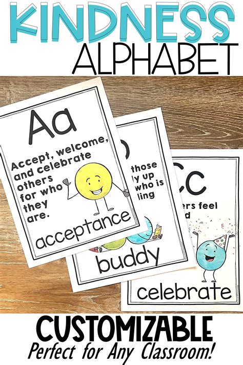 kindness alphabet posters print bulletin board alphabet poster
