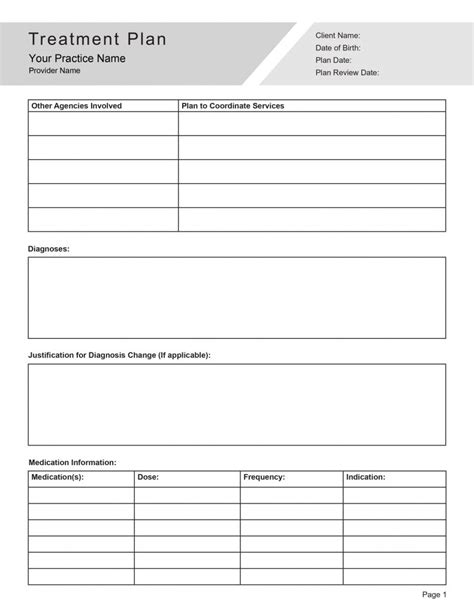 counseling treatment plan template editable  therapybypro