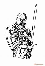 Knight Knights Coloringpages Caballero sketch template