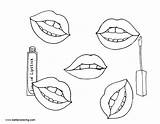 Makeup Coloring Printable Face Pages Template Lipsticks sketch template