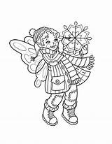 Coloring Winter Fairy Cute Pages Snowflake Holding Doll Lovely Season Kids Color Getcolorings sketch template