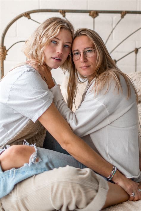 Blonde Lesbian Couple Having A Photoshoot Done At Home In Bed The Are